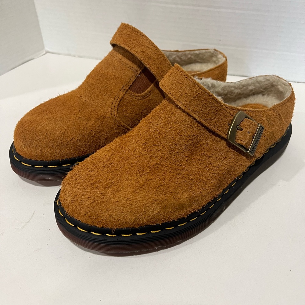 Dr. Martens Isham Faux Shearling Lined Suede Slingback Mules Size M7 or W8